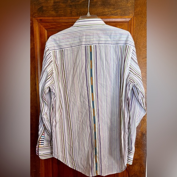 Robert Graham Striped  Mini‎ Cooper Sport Shirt Flip Cuff Striped Size M - Picture 2 of 10
